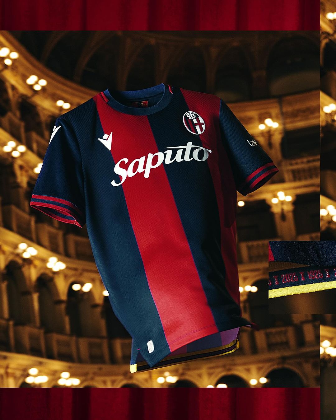 Maglia home del Bologna 2024-2025: Macron celebra i cento anni dal primo scudetto