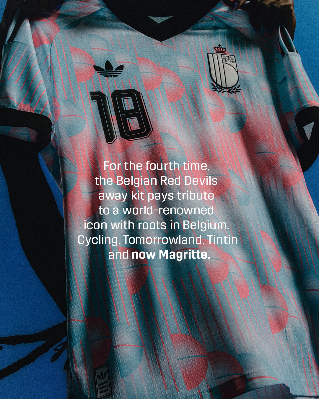 Maglia away Belgio Mondiali 2026, omaggio a Magritte!